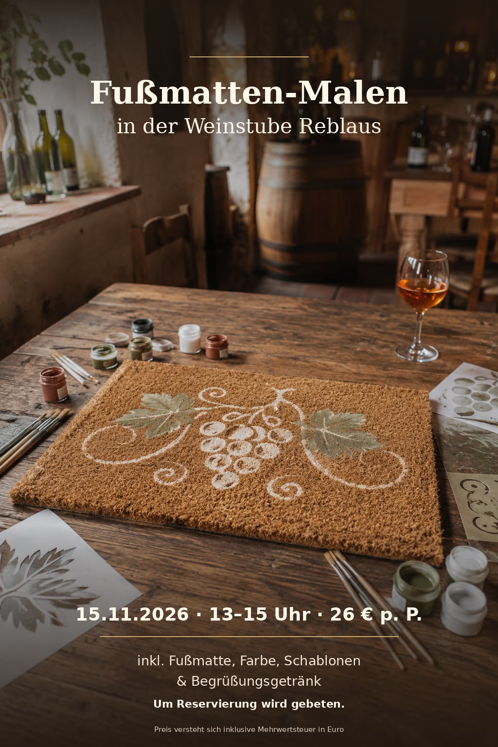 Fußmatten-Malen in der Weinstube Reblaus – Veranstaltung am 15.11.2026